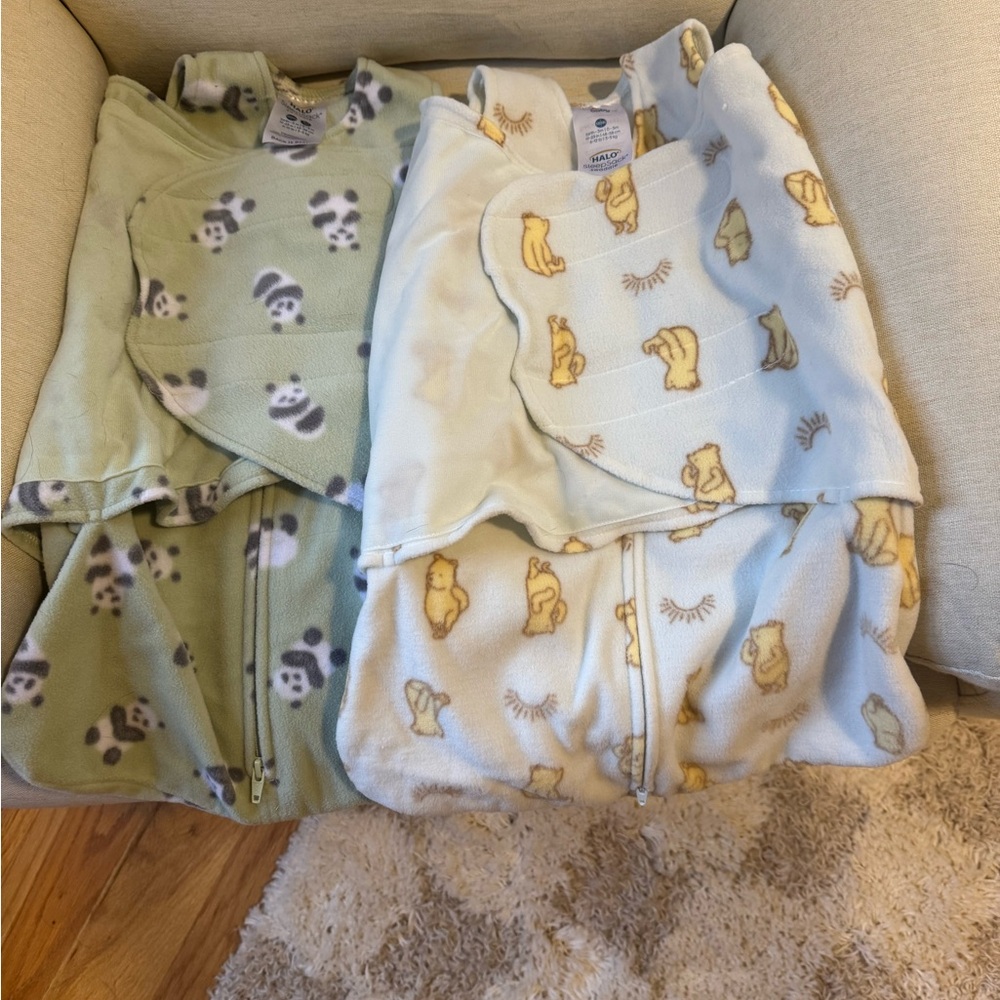 (2) Halo micro-fleece newborn (6-12lbs) sleepsack swaddles